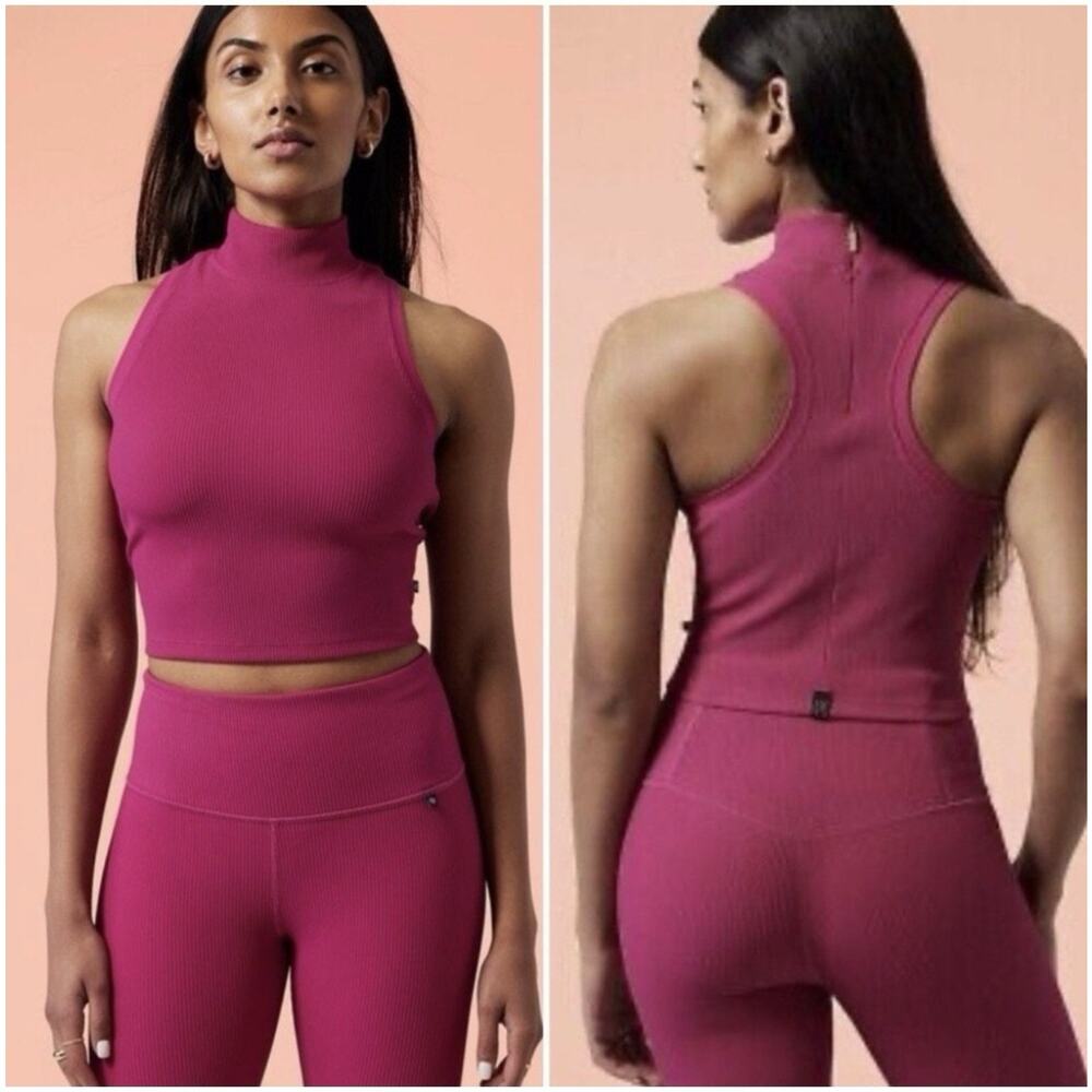 Athleta Ribbed Crop Tank Pink Alicia Keys XL NWT
